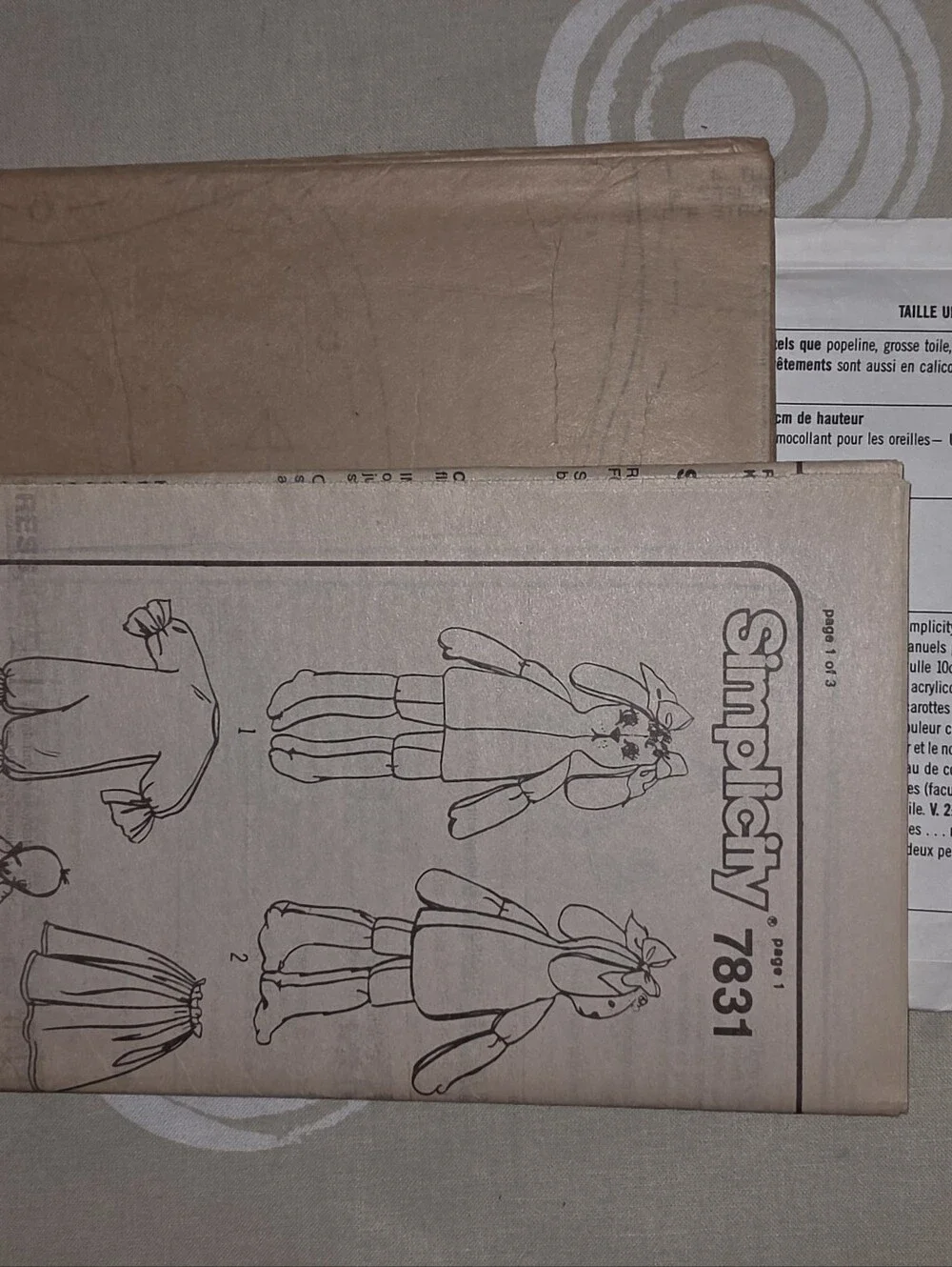 Sewing Pattern 7831 Simplicity Bunny Doll Pattern in Tan OS
